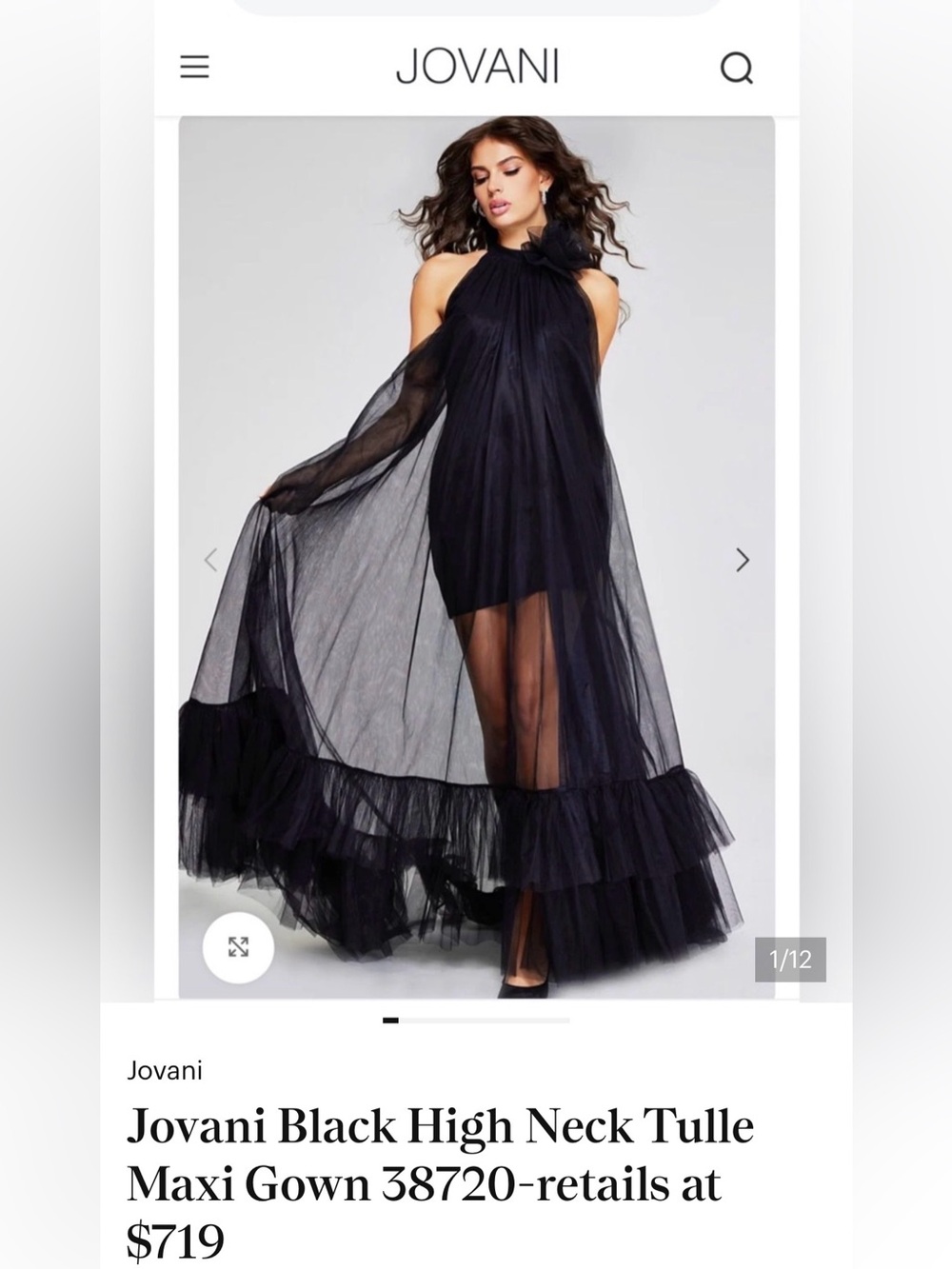 Jovani Black High-Neck Tulle Gown